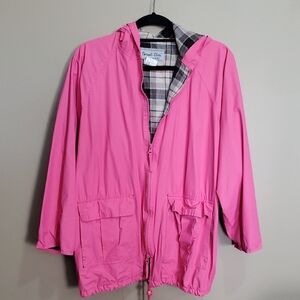 Thermal Slicks By de MTC Pink Hooded Jacket with Plaid Lining size Medium